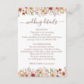 Burgundy Fall Autumn Floral Wedding Details Cards エンクロージャーカード (正面)