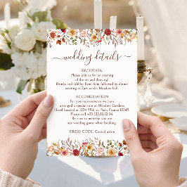 Burgundy Fall Autumn Floral Wedding Details Cards エンクロージャーカード