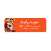 Burgundy Fall Flowers Elegant Script ラベル (正面)
