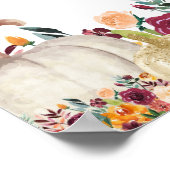 Burgundy Fall Gold Pumpkin Wedding Welcome Sign ポスター (角)