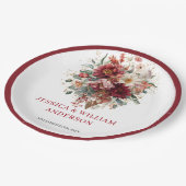 Burgundy Fall Marsala Wedding Paper Plates Design ペーパープレート (アングル)