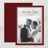 Burgundy Fall Photo Save the Date Card 招待状 (正面/裏面)
