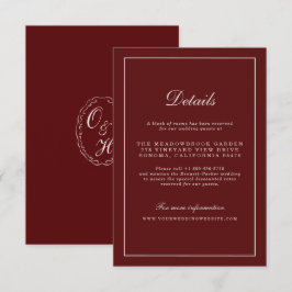 Burgundy Fall Wedding Details Enclosure Card エンクロージャーカード