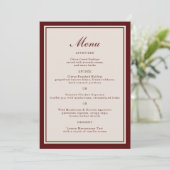 Burgundy Fall Wedding Menu Card 招待状 (スタンド正面)