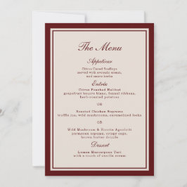 Burgundy Fall Wedding Menu Card 招待状