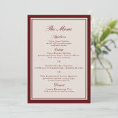 Burgundy Fall Wedding Menu Card 招待状 (スタンド正面)