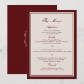 Burgundy Fall Wedding Menu Card 招待状 (正面/裏面)