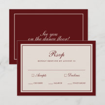 Burgundy Fall Wedding RSVP Card