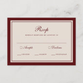 Burgundy Fall Wedding RSVP Card エンクロージャーカード (正面)