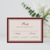 Burgundy Fall Wedding RSVP Card エンクロージャーカード (スタンド正面)