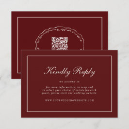 Burgundy Fall Wedding RSVP Online Enclosure Card エンクロージャーカード