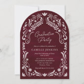 Burgundy Fiesta Graduation Party Arch Photo 招待状 (正面)