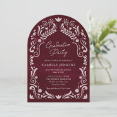 Burgundy Fiesta Graduation Party Arch Photo 招待状 (スタンド正面)
