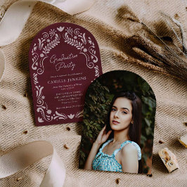 Burgundy Fiesta Graduation Party Arch Photo 招待状