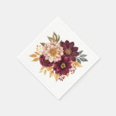 Burgundy Floral スタンダードカクテルナプキン (角)