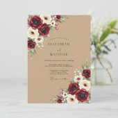 Burgundy Floral Autumn Delight Wedding 招待状 (スタンド正面)