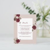 Burgundy Floral Autumn Wedding Details Card エンクロージャーカード (スタンド正面)
