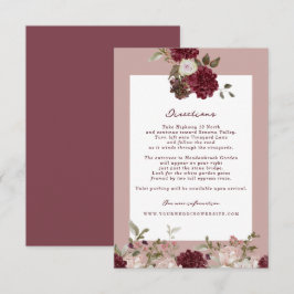 Burgundy Floral Autumn Wedding Directions Card エンクロージャーカード