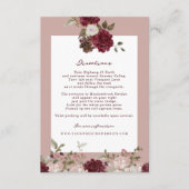 Burgundy Floral Autumn Wedding Directions Card エンクロージャーカード (正面)