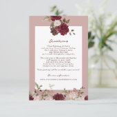 Burgundy Floral Autumn Wedding Directions Card エンクロージャーカード (スタンド正面)