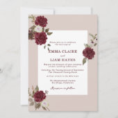 Burgundy Floral Autumn Wedding Invitation 招待状 (正面)
