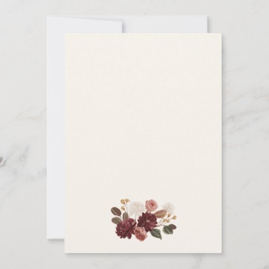 Burgundy Floral Botanical Wedding Invitation 招待状 (裏面)