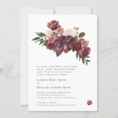 Burgundy Floral Botanical Wedding Invitation 招待状 (正面)