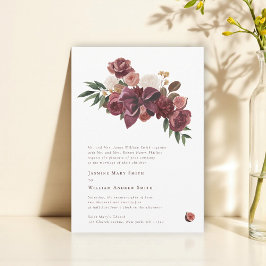 Burgundy Floral Botanical Wedding Invitation 招待状