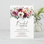 Burgundy Floral Bridal Shower 招待状 (スタンド正面)