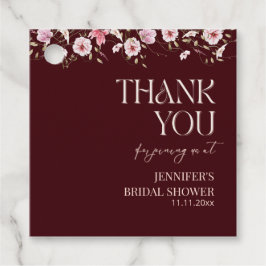 Burgundy Floral Bride in Bloom Bridal Shower フェイバータグ