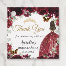 Burgundy Floral Butterflies Princess Gold Spanish フェイバータグ