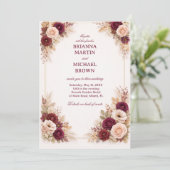 Burgundy Floral Classic Frame 招待状 (スタンド正面)