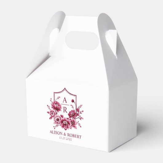 Burgundy floral crest and initials wedding フェイバーボックス (裏面サイド)