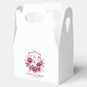 Burgundy floral crest and initials wedding フェイバーボックス (オープン)