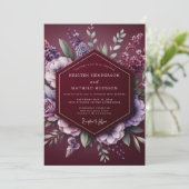 Burgundy Floral Dream Wedding 招待状 (スタンド正面)