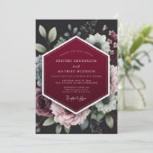 Burgundy Floral Dusk Wedding 招待状 (スタンド正面)