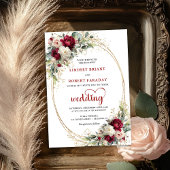 Burgundy Floral Elegant Boho Wedding Invitation 招待状