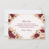 Burgundy Floral Elegant Gratitude サンキューカード (正面)