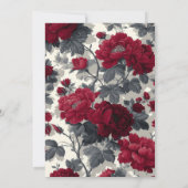 Burgundy Floral Elegant Red Peony Vintage 招待状 (裏面)