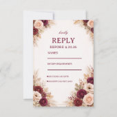 Burgundy Floral Elegant Response 出欠カード (正面)