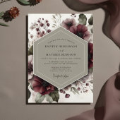 Burgundy Floral Ethereal Wedding 招待状