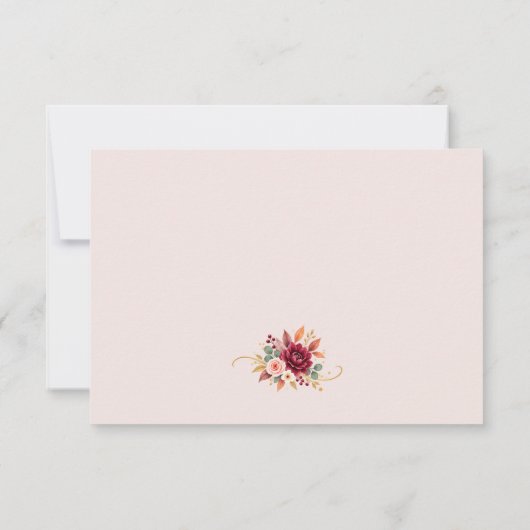 Burgundy Floral Fall Wedding RSVP Card (裏面)