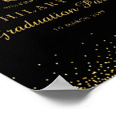 Burgundy floral glitter graduation welcome sign ポスター (角)