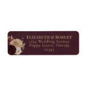Burgundy Floral Gothic Wedding Address Label ラベル (正面)