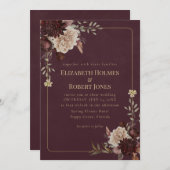 Burgundy Floral Gothic Wedding Invitation 招待状 (正面/裏面)