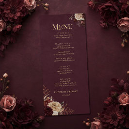 Burgundy Floral Gothic Wedding Menu メニュー
