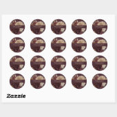 Burgundy Floral Gothic Wedding Round Sticker ラウンドシール (シート)