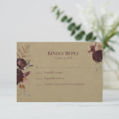 Burgundy Floral Gothic Wedding RSVP Card (スタンド正面)