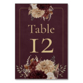 Burgundy Floral Gothic Wedding Table Number テーブルナンバー (裏面)
