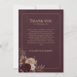 Burgundy Floral Gothic Wedding Thank You Card サンキューカード